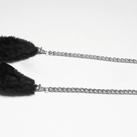 Black Faux Fur Punk Rebel Doll Keychain – Gothic Plush Charm