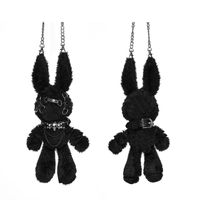 Black Faux Fur Punk Rebel Doll Keychain – Gothic Plush Charm