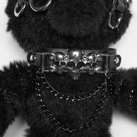 Black Faux Fur Punk Rebel Doll Keychain – Gothic Plush Charm