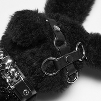 Black Faux Fur Punk Rebel Doll Keychain – Gothic Plush Charm