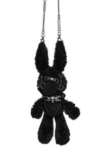 Black Faux Fur Punk Rebel Doll Keychain – Gothic Plush Charm