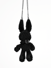 Black Faux Fur Punk Rebel Doll Keychain – Gothic Plush Charm