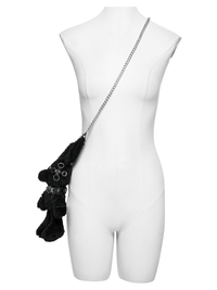 Black Faux Fur Punk Rebel Doll Keychain – Gothic Plush Charm