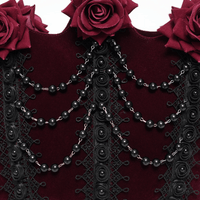Burgundy Velvet Gothic Rose Shoulder Bag with Chain Straps