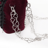 Burgundy Velvet Gothic Rose Shoulder Bag with Chain Straps
