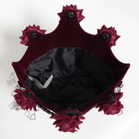 Burgundy Velvet Gothic Rose Shoulder Bag with Chain Straps