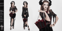 Burgundy Velvet Gothic Rose Shoulder Bag with Chain Straps