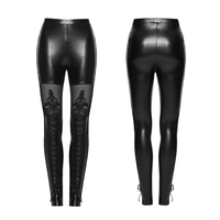 Gothic Lace-Up Mesh Leggings for Women – Rubberized Black