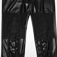 Gothic Lace-Up Mesh Leggings for Women – Rubberized Black