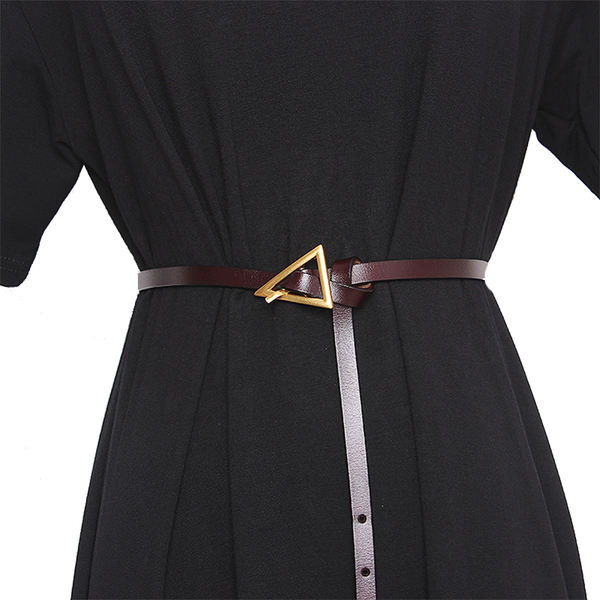 PU Leather Women's Belt with Metal Triangle Buckle – Adjustable