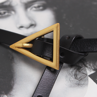 PU Leather Women's Belt with Metal Triangle Buckle – Adjustable
