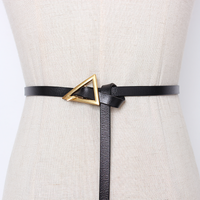 PU Leather Women's Belt with Metal Triangle Buckle – Adjustable