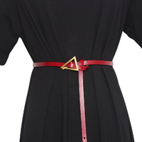 PU Leather Women's Belt with Metal Triangle Buckle – Adjustable