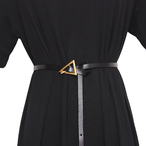 PU Leather Women's Belt with Metal Triangle Buckle – Adjustable