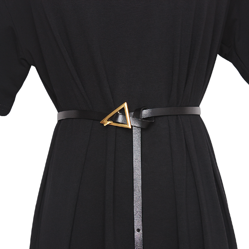 PU Leather Women's Belt with Metal Triangle Buckle – Adjustable