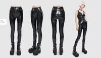 Women's Black PU Leather Slim Pants – Gothic Punk Style