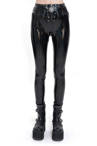 Women's Black PU Leather Slim Pants – Gothic Punk Style