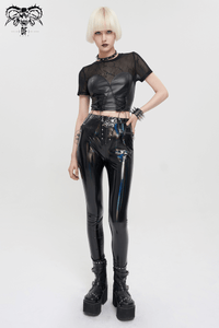 Women's Black PU Leather Slim Pants – Gothic Punk Style