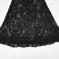 Black Gothic Lace Denim Flared Pants for Women