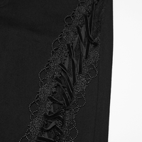 Black Gothic Lace Denim Flared Pants for Women