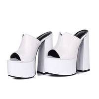 Genuine Leather Women's Platform Sandals – 8cm Heel