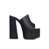 Genuine Leather Women's Platform Sandals – 8cm Heel