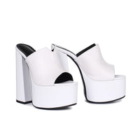 Genuine Leather Women's Platform Sandals – 8cm Heel