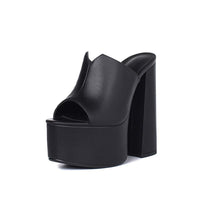 Genuine Leather Women's Platform Sandals – 8cm Heel