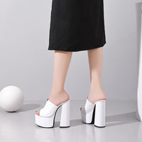 Genuine Leather Women's Platform Sandals – 8cm Heel
