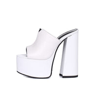Genuine Leather Women's Platform Sandals – 8cm Heel