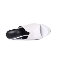 Genuine Leather Women's Platform Sandals – 8cm Heel