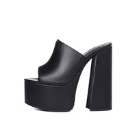 Genuine Leather Women's Platform Sandals – 8cm Heel