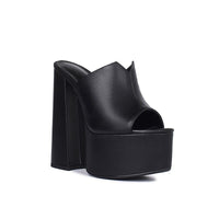 Genuine Leather Women's Platform Sandals – 8cm Heel