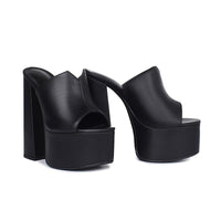 Genuine Leather Women's Platform Sandals – 8cm Heel