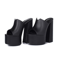 Genuine Leather Women's Platform Sandals – 8cm Heel