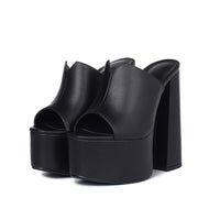 Genuine Leather Women's Platform Sandals – 8cm Heel