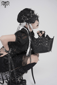 Black Gothic Chain Shoulder Bag | Crown Design Punk Tote