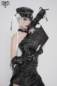 Black Gothic Chain Shoulder Bag | Crown Design Punk Tote