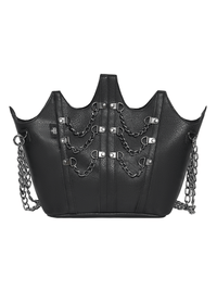 Black Gothic Chain Shoulder Bag | Crown Design Punk Tote
