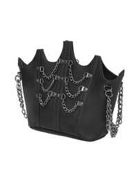 Black Gothic Chain Shoulder Bag | Crown Design Punk Tote