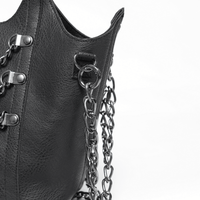 Black Gothic Chain Shoulder Bag | Crown Design Punk Tote