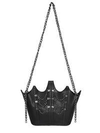 Black Gothic Chain Shoulder Bag | Crown Design Punk Tote