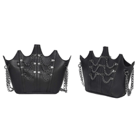 Black Gothic Chain Shoulder Bag | Crown Design Punk Tote