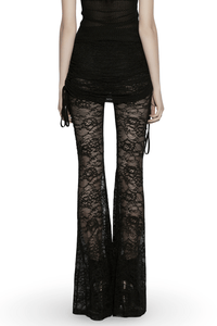 Black Lace Flared Pants Women Gothic Alternative Fashion
