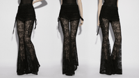 Black Lace Flared Pants Women Gothic Alternative Fashion
