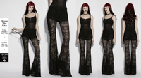 Black Lace Flared Pants Women Gothic Alternative Fashion