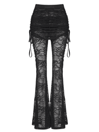 Black Lace Flared Pants Women Gothic Alternative Fashion