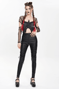 Black Faux Leather Lace Up Pants for Women – Gothic Punk Style