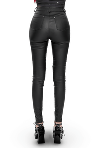 Black Faux Leather Lace Up Pants for Women – Gothic Punk Style