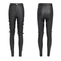 Black Faux Leather Lace Up Pants for Women – Gothic Punk Style